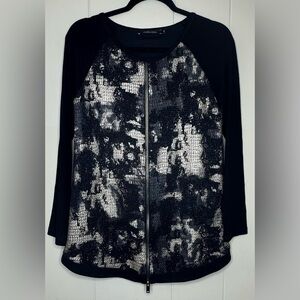 Lauren Vidal Snakeskin Zip Open Lined Jumper Sweatshirt Women’s Small